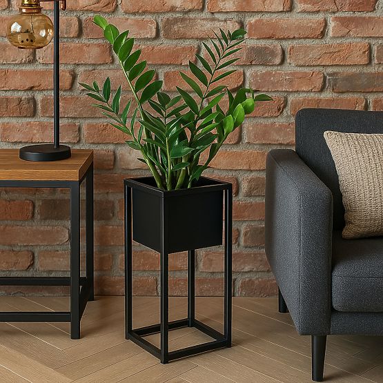 Stojan na kvety Concove loft 40 cm čierny
