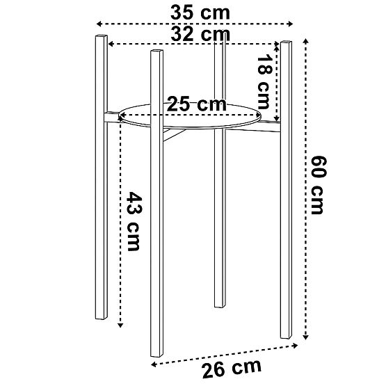 Stojan na kvety loftový Torre 60 cm čierny