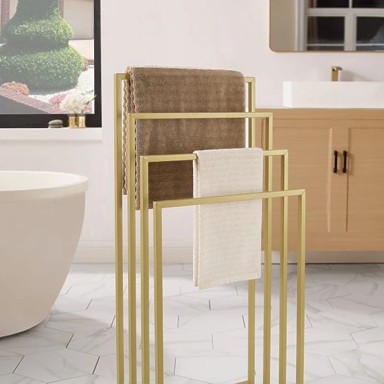 Stojan na uteráky 4 priečky - zlatý