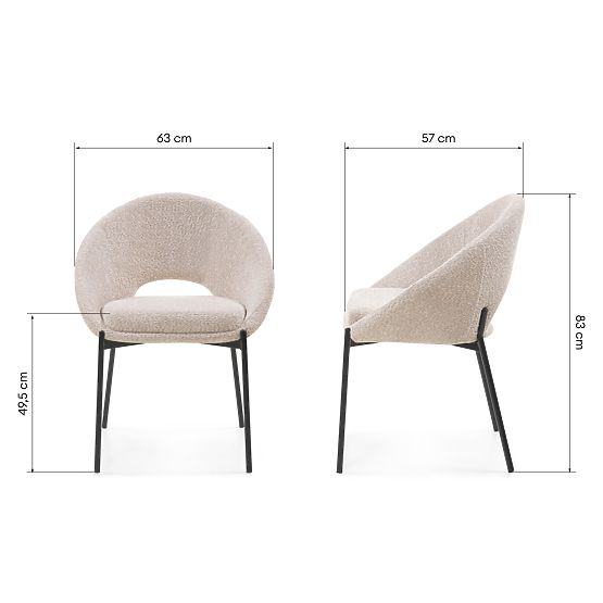 Stolička s otvorom v operadle Luigi béžová/čierne nohy