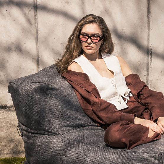 Stredový modul pre záhradný roh Vacuum s poťahom, sivý