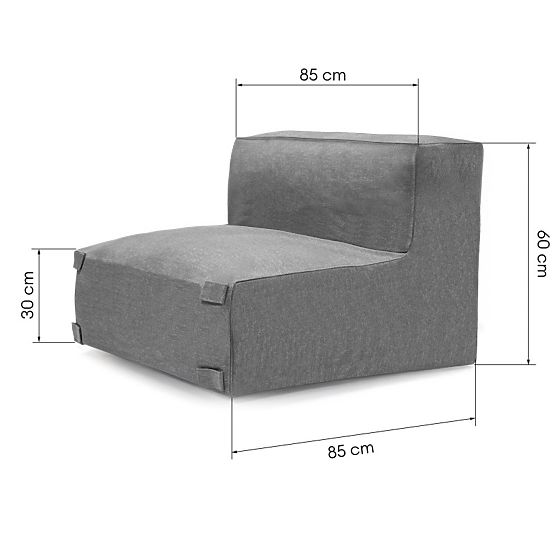 Stredový modul pre záhradný roh Vacuum s poťahom, sivý