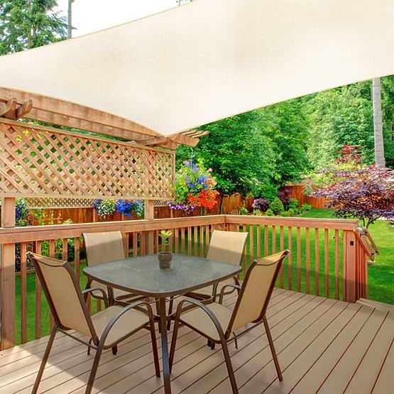 Štvorcová slnečná plachta 3x3m vodeodolná strieška ModernHome - béžová