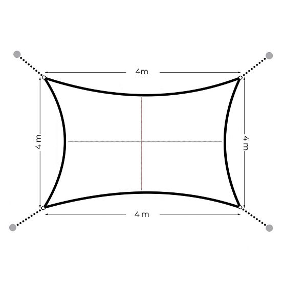 Štvorcová slnečná plachta 4x4m vodeodolná strieška 4x4m ModernHome - béžová