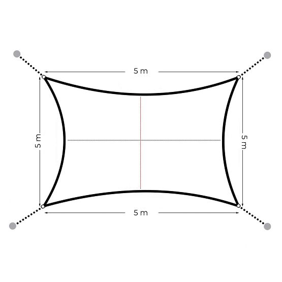 Štvorcová slnečná plachta 5x5m vodeodolná ModernHome - sivá