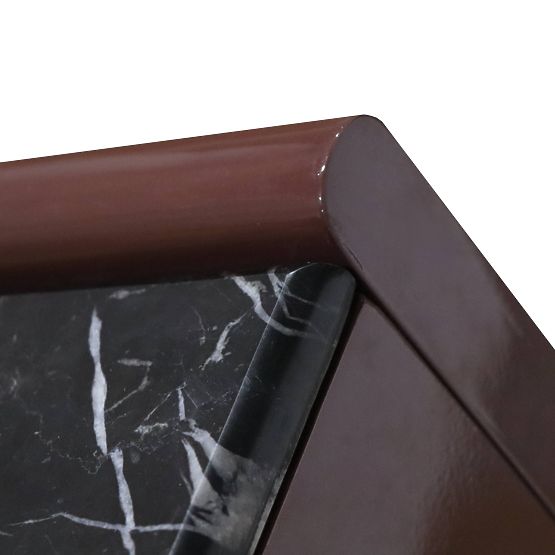 Štvordverová komoda Loren, bordová/hnedá, mramor, lesklá