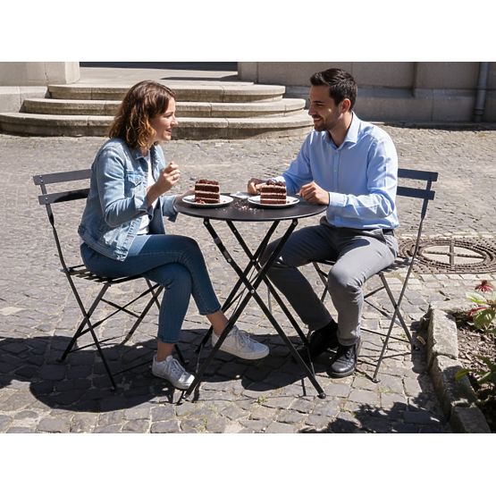 Súprava balkónového nábytku (2 x skladacie stoličky + stôl) SEMPLICI Oceľ Čierna