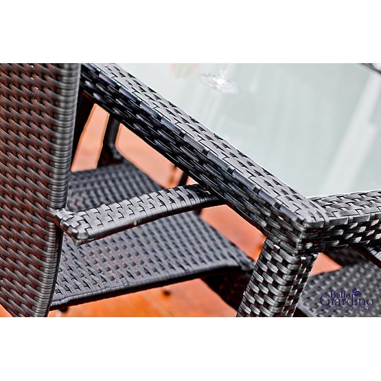 Súprava jedálenského nábytku z technoratanu (stôl 150×90 cm + 6 × stolička) AVVICENTE, čierna