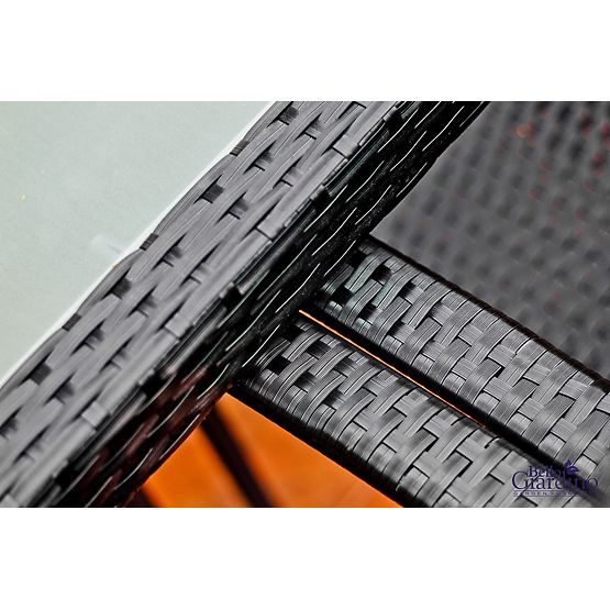 Súprava jedálenského nábytku z technoratanu (stôl 150×90 cm + 6 × stolička) AVVICENTE, čierna