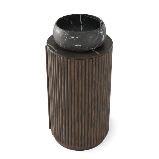 Súprava skrinky s doskou a umývadlom La promessa 40 cm, ryhovaná, zaoblená, tmavý orech/čierna