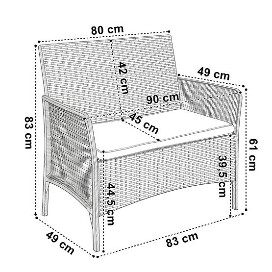 Súprava záhradného nábytku CAMELIA čierna čierne vankúše