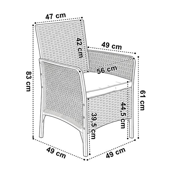 Súprava záhradného nábytku CAMELIA čierna čierne vankúše