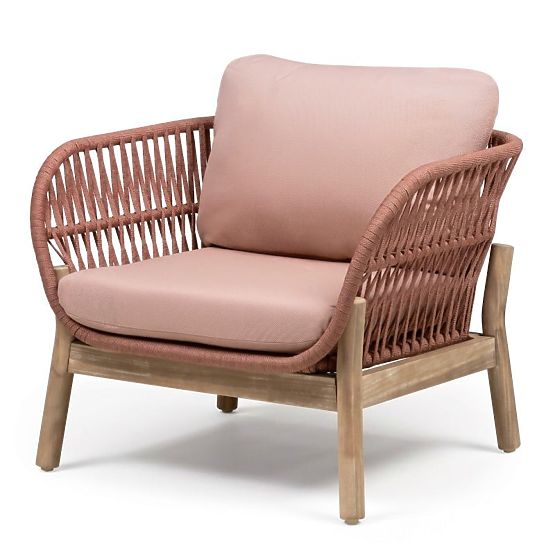 Súprava záhradného nábytku Fiorentino teakový vzhľad, výplet, svetlé akáciové drevo FSC, terakota, z