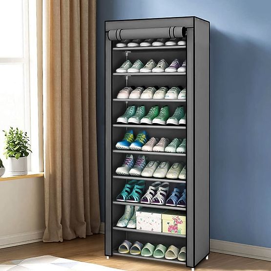 Textilná skriňa s policami na oblečenie a topánky