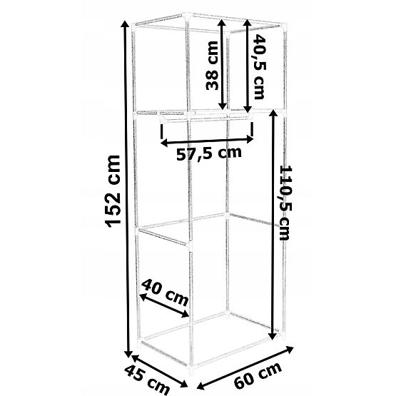 Textilná skriňa s policou Fela - tmavohnedá