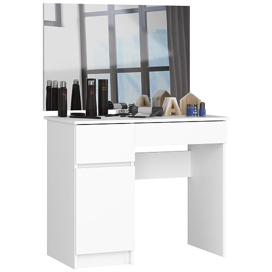 Toaletný stolík so zrkadlom CLP P-2/SL 900x600 ĽAVÝ PK BIELY
