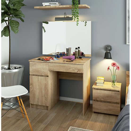 Toaletný stolík so zrkadlom CLP P-2/SL 900x600 ĽAVÝ PK DUB SONOMA