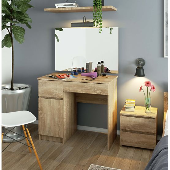 Toaletný stolík so zrkadlom CLP P-2/SL 900x600 ĽAVÝ PK DUB SONOMA