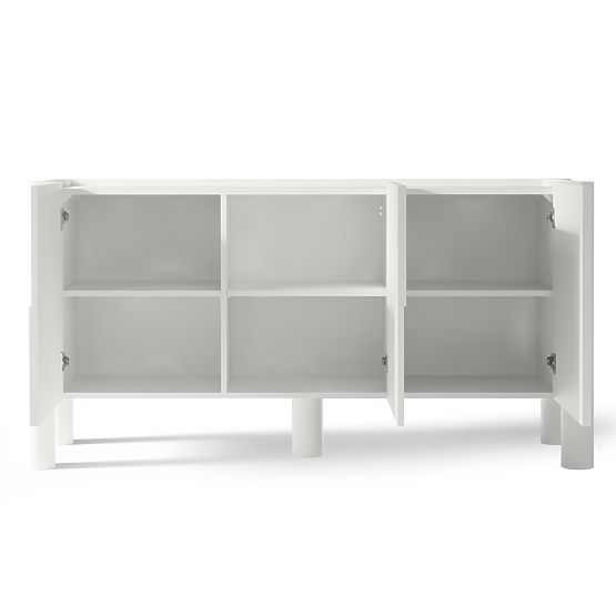 Trojdverová komoda Lunaria s frézovaným čelom, biela