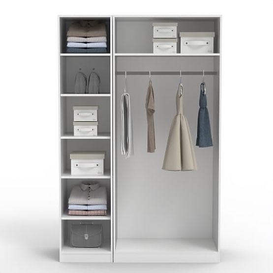 Trojkrídlová skriňa Neroli, jednoduché drážky, biela