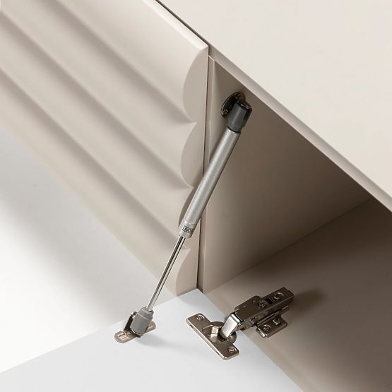 TV skrinka Anatra, ryhovaná, béžová, oblé tvary