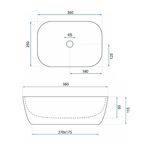 UMÝVADLO NA DOSKU BELINDA MINI TRAVERTINE MATT