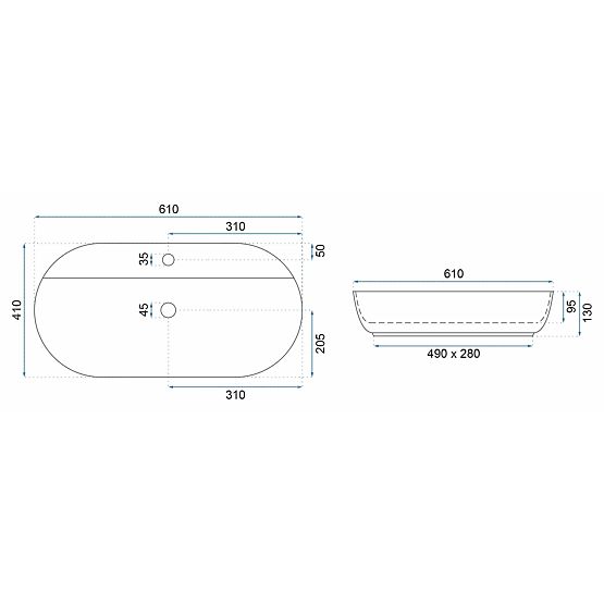 Umyvadlo REA Aura 61 L.Blue Shiny