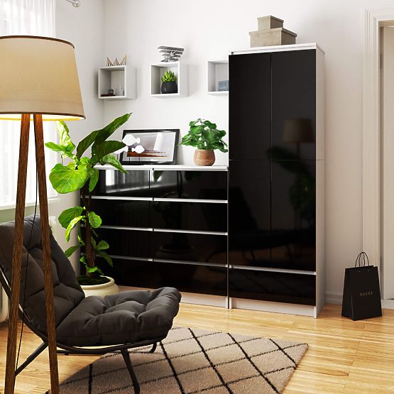 UZAVRETÝ REGÁL R60 2D 1SZ CLP PK BIELY / ČIERNY LESK