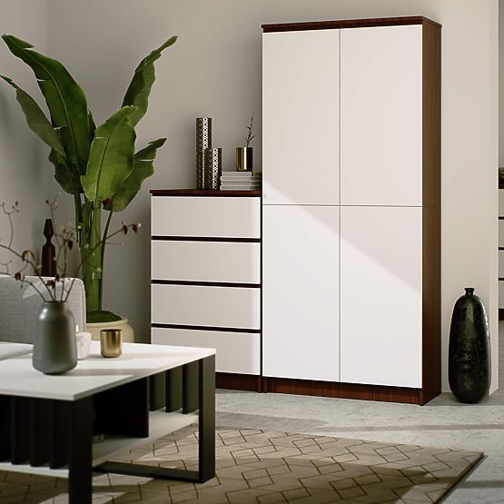 UZAVRETÝ REGÁL R80 2D 8P CLP WENGE / BIELA