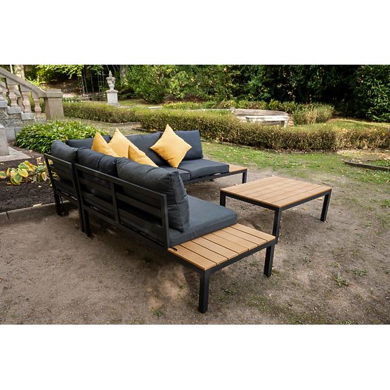 Veľká hliníková rohová súprava so stolíkom MASSIMO čierna