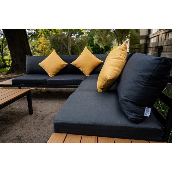 Veľká hliníková rohová súprava so stolíkom MASSIMO čierna