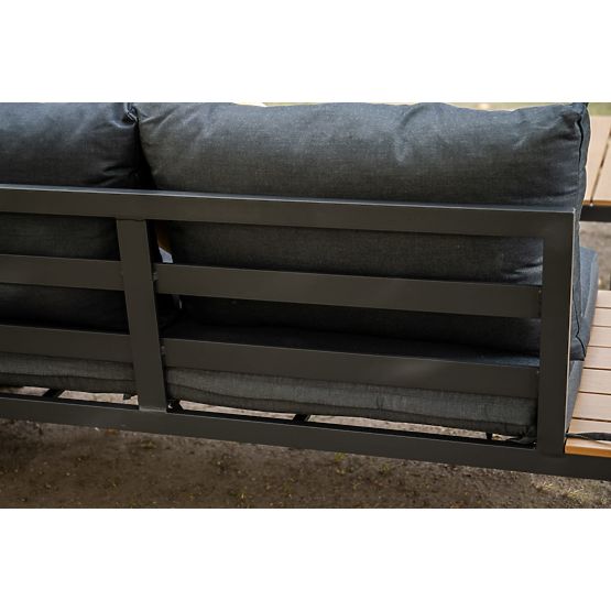 Veľká hliníková rohová súprava so stolíkom MASSIMO čierna