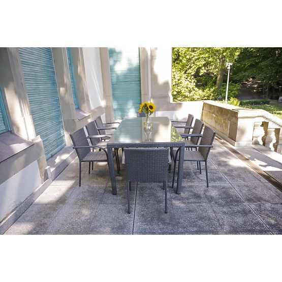 Veľká jedálenská súprava z technoratanu (8 stoličiek + veľký stôl) SOTTILE sivá