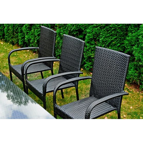 Veľká jedálenská súprava z technoratanu (stôl 200x100cm + 8 stoličiek) SOTTILE čierna