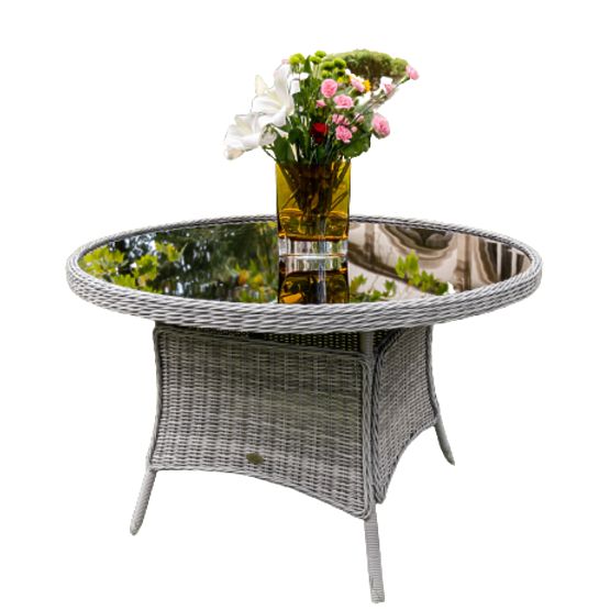 Veľký okrúhly stôl z technoratanu MODERNO svetlosivý