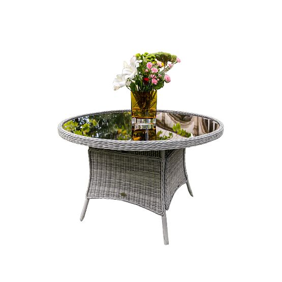 Veľký okrúhly stôl z technoratanu MODERNO svetlosivý