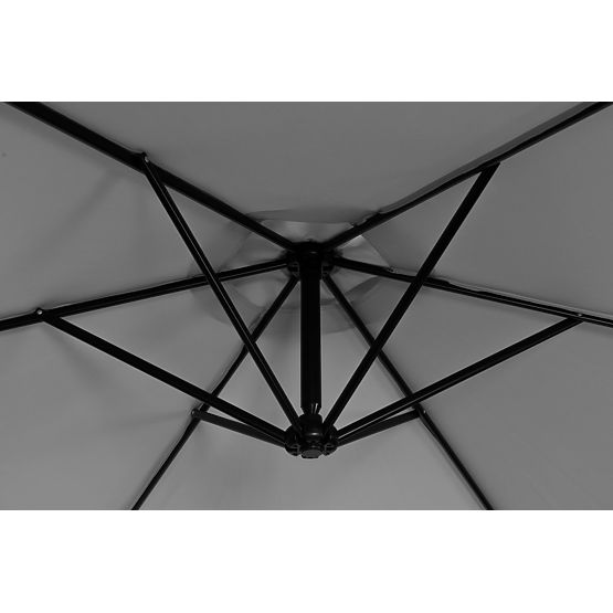 Veľký záhradný skladací slnečník na výložníku 3m sivý 6 rebier