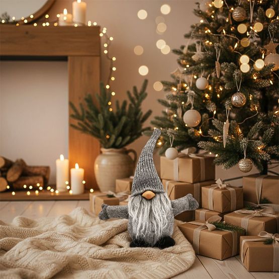 Vianočný škriatok 35 cm YX045 ŠEDÝ