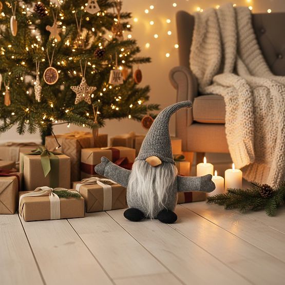 Vianočný škriatok 35 cm YX045 ŠEDÝ