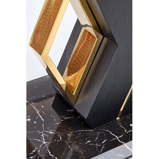 VINCENZO rozkladací stôl doska: biely mramor, noha čierna/zlatá (3p=1ks)