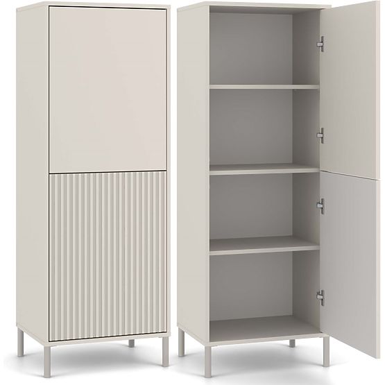 Vitrína KAMARO 2DK SLIM/HLADKÝ KAŠMÍR Lamelový Ryhovaný + Klasický Čelný Panel