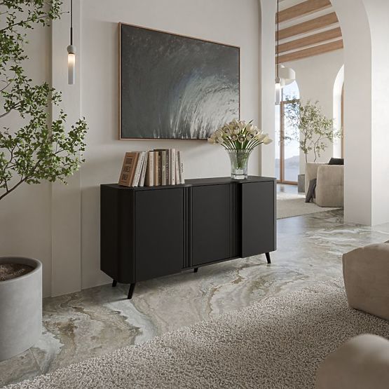 VOLARE komoda 150 3D čierny mat/ čierny mat