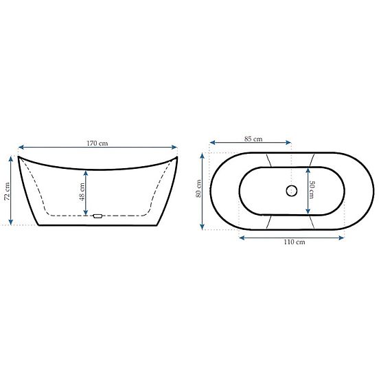 Voľne stojaca vaňa Rea Ferrano Slim 170