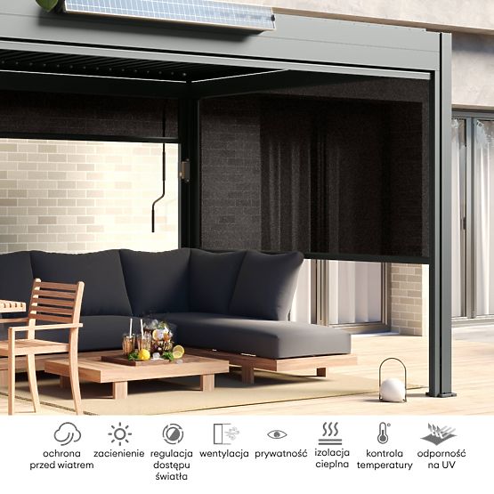 Voľne stojaca záhradná pergola Antilla z hliníka, 6x3 m, bioklimatická, pohyblivé lamely, antracitov