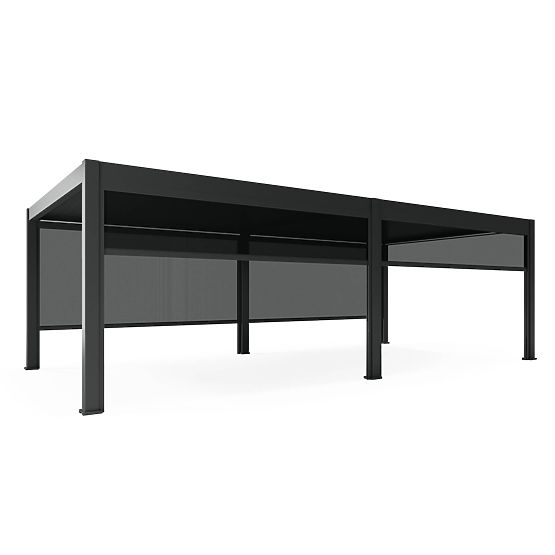 Voľne stojaca záhradná pergola Lumera z hliníka, 4x8 m, bioklimatická, LED osvetlenie, elektrická