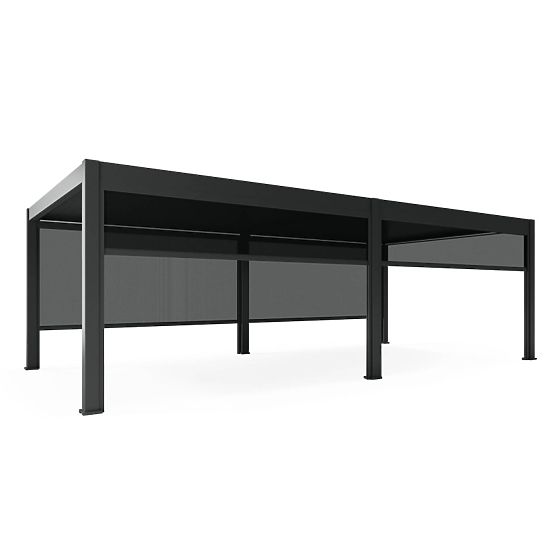 Voľne stojaca záhradná pergola Lumera z hliníka, 4x8 m, bioklimatická, LED osvetlenie, elektrická