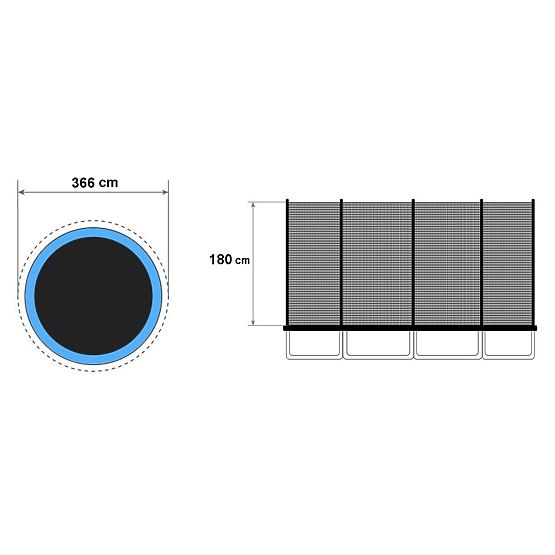 Vonkajšia sieť na trampolínu 366 cm 12 ft/8 stĺpikov