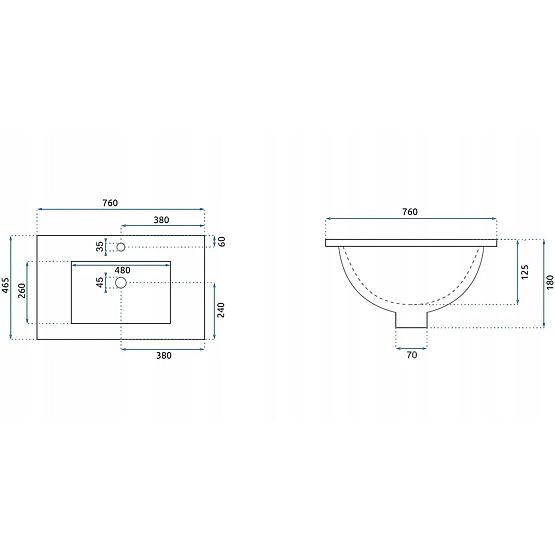 Vstavané umývadlo Rea Dafne 75