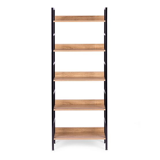 Vysoký loftový regál 5 políc kov MDF ModernHome