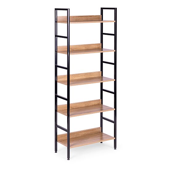 Vysoký loftový regál 5 políc kov MDF ModernHome